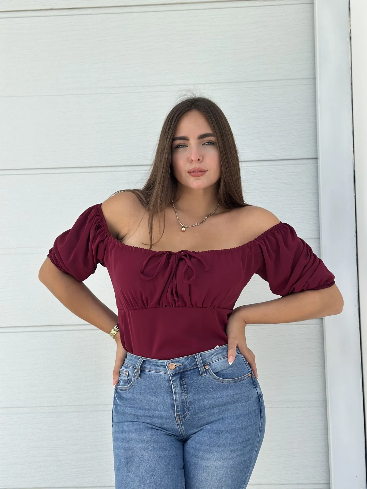 BLUSA BRENDA MANGA CORTA GRANATE