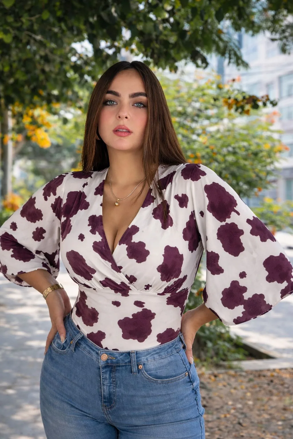 BLUSA GRETTA GRANATE ESTAMPADO